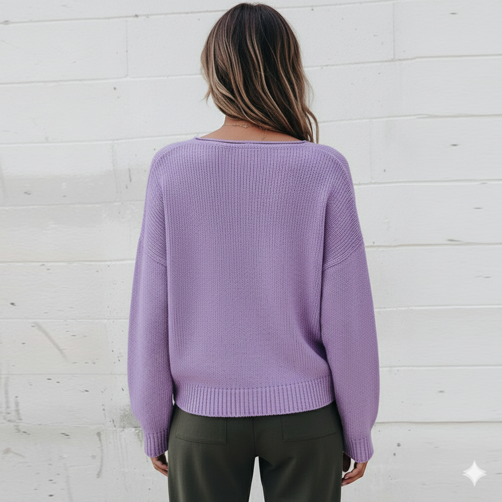 Damen Strickpullover mit V Ausschnitt | Locker & Freizeit