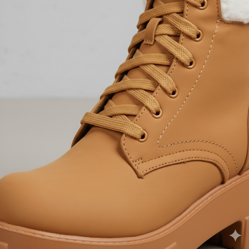 Damen Winter Schnürstiefel mit Fellfutter | Vegan & Rutschfest