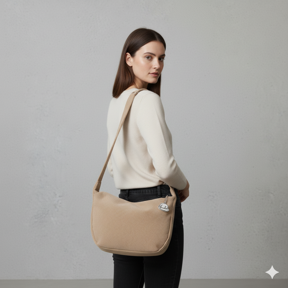 Lässige Damen Umhängetasche aus Cord | Leicht & Bequem