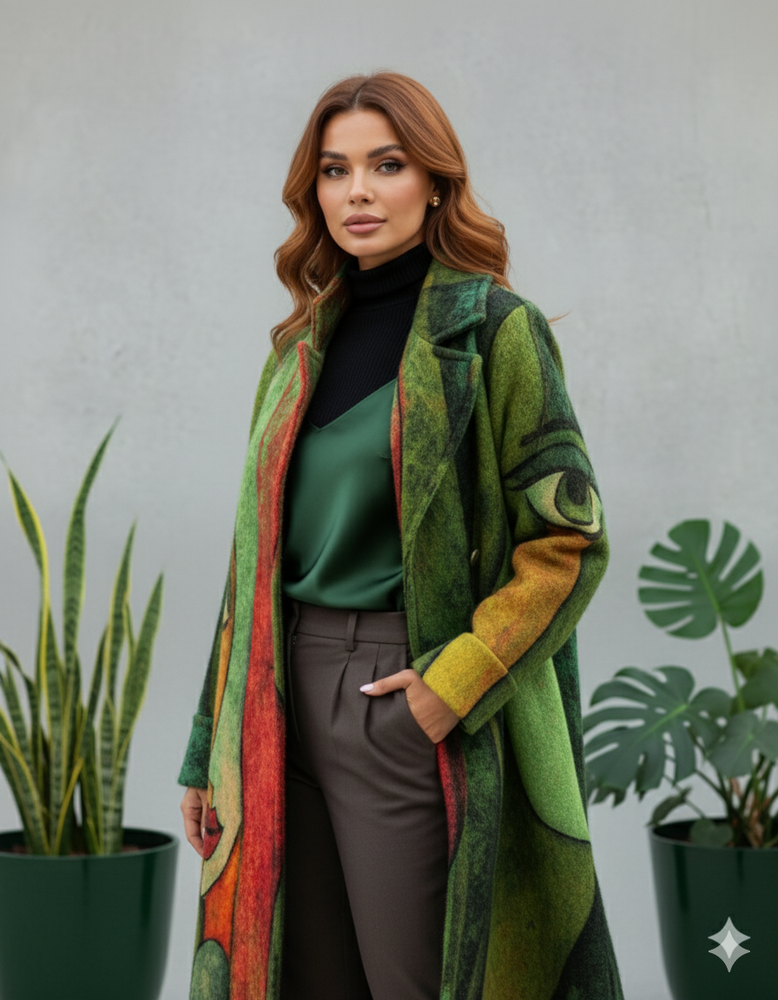 Damen Wollmantel mit Karomuster | Oversize & Warm | Winter