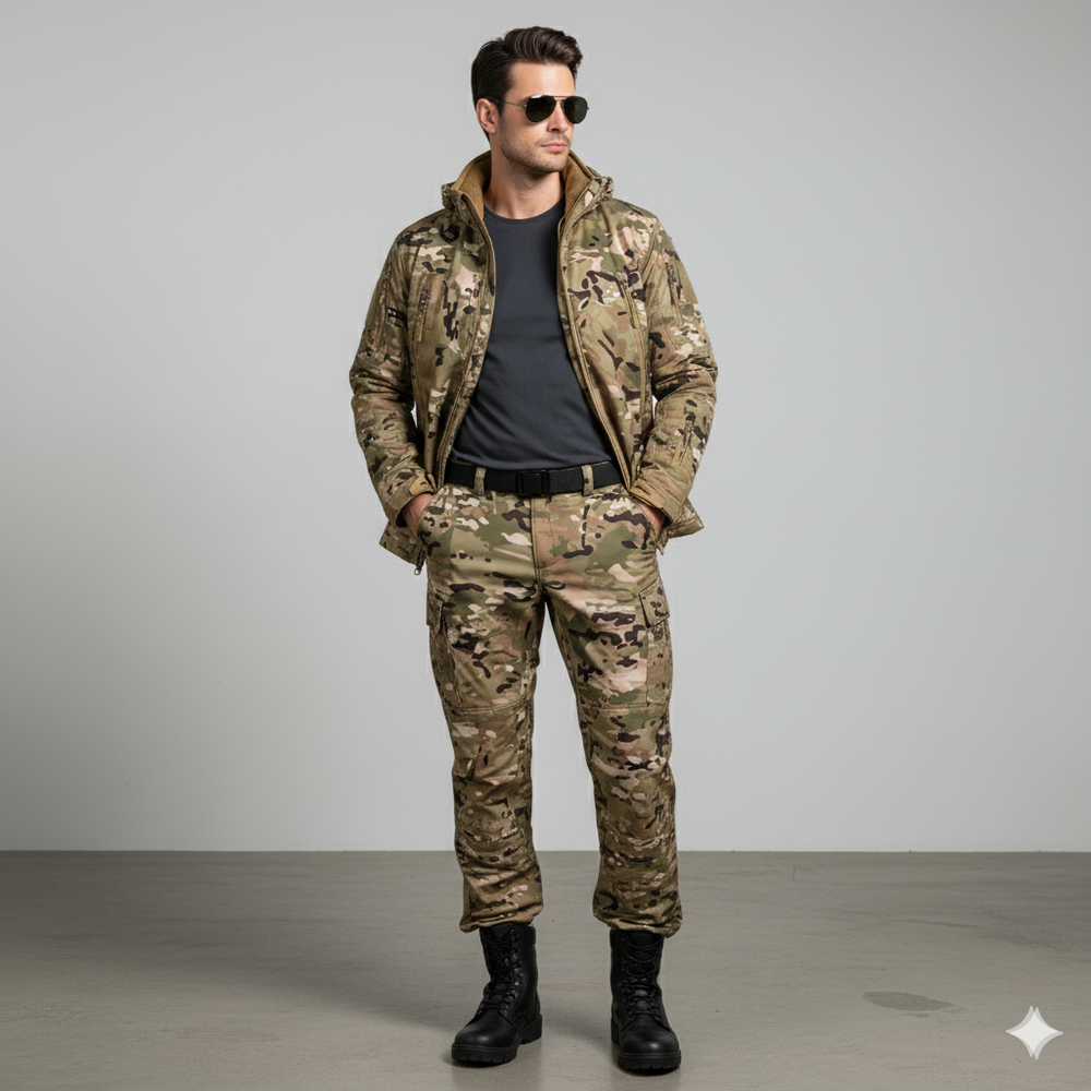Herren Outdoor Taktikanzug mit Kapuze | Wasserabweisend & Winter