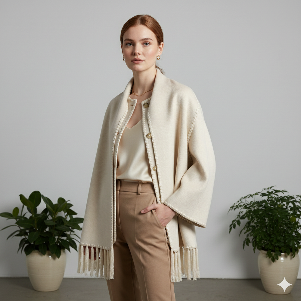 Damen Wollmantel mit Schal Kragen | Winter | Locker & Warm