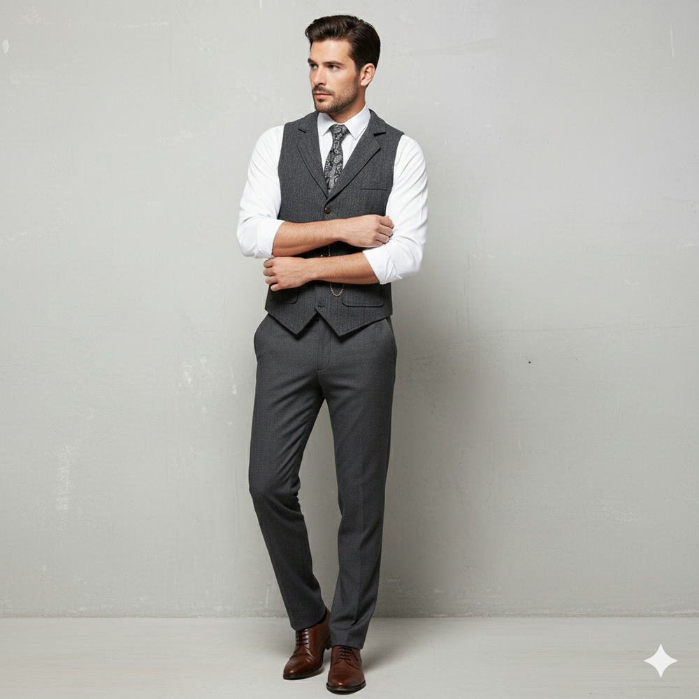 Herren Weste mit Fischgrätenmuster | Elegant & Modern | Herbst/Winter