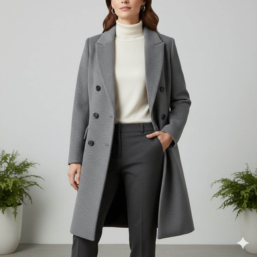 Damen Wollmantel mit Reverskragen | Doppelreihig & Klassisch | Winter
