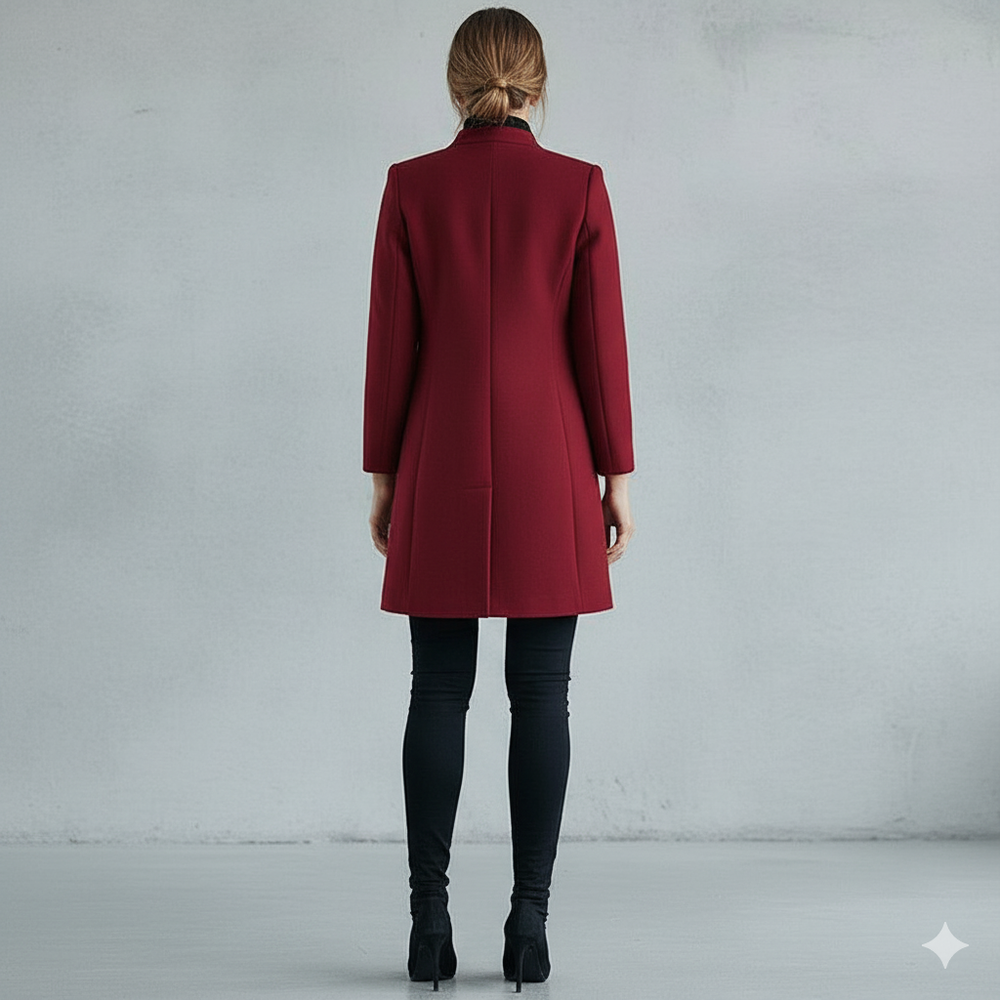 Damen Wollmantel mit Stehkragen | Schmaler Schnitt & Elegant | Herbst/Winter
