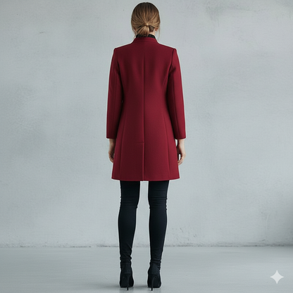 Damen Wollmantel mit Stehkragen | Schmaler Schnitt & Elegant | Herbst/Winter