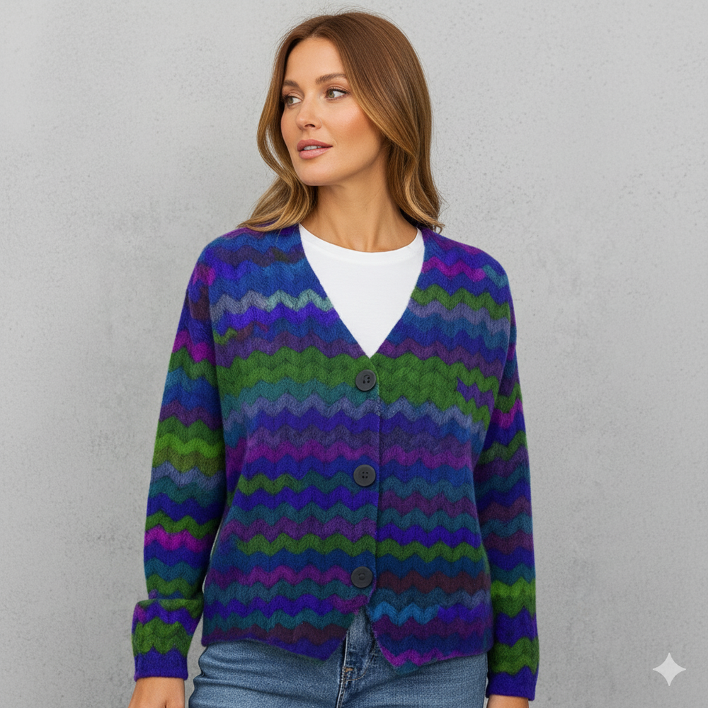 Damen Strickjacke mit abstraktem Print | Herbst/Winter | Stylisch