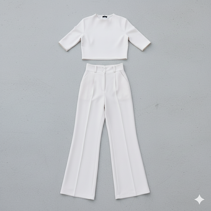 Kurzes Oberteil & High Waist Hose | Weit & Elegant
