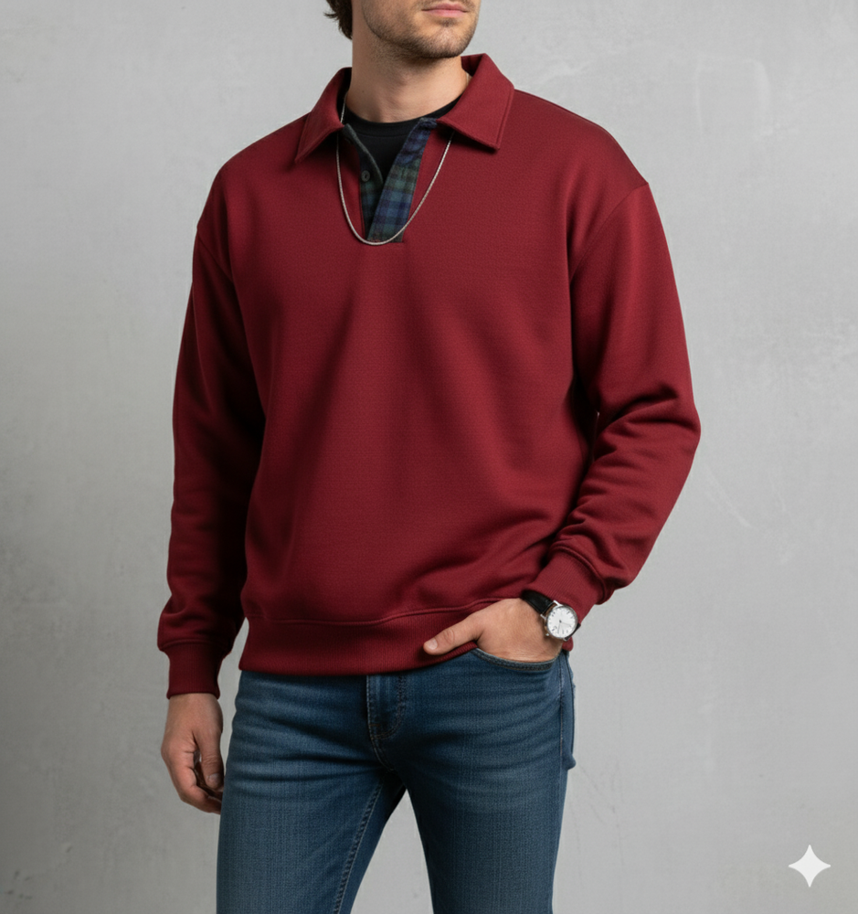 Lässiger Herrenpullover mit Reverskragen | Bequem | Freizeit