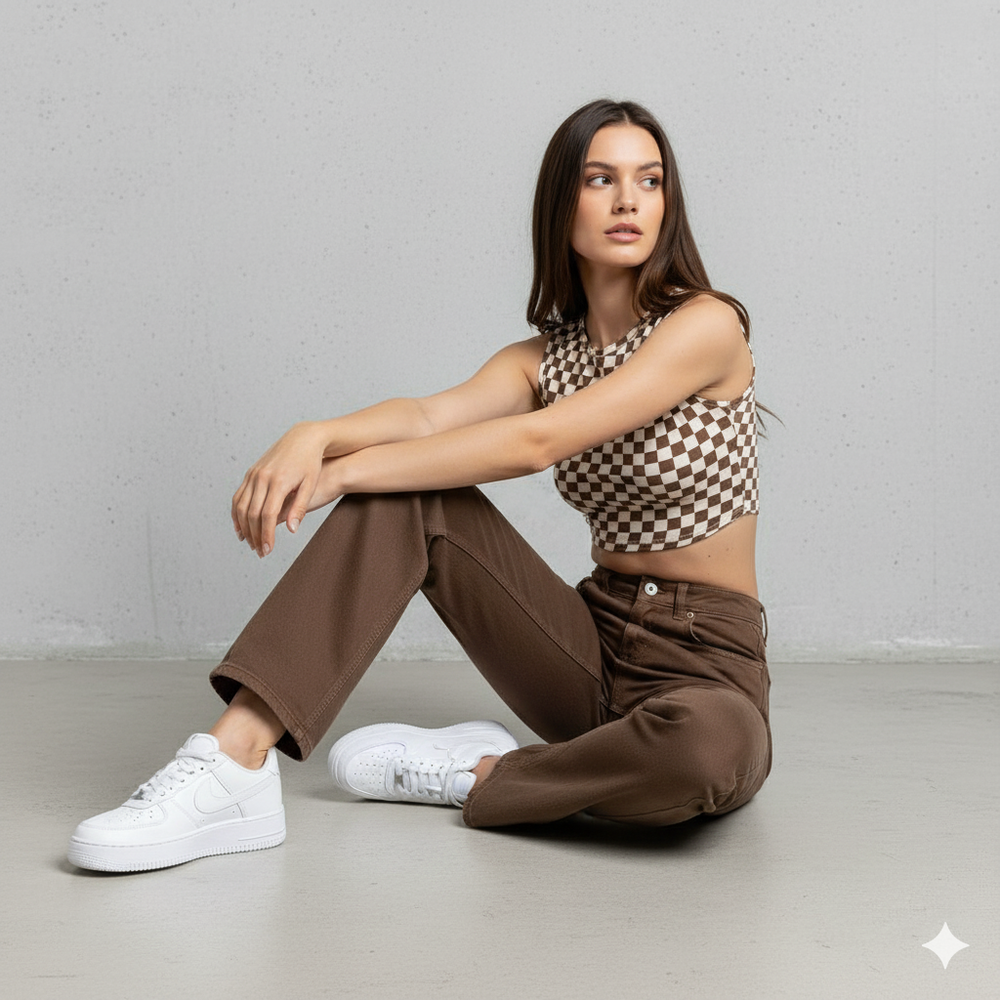 Damenjeans Braun | Retro Straight Fit & Bequem