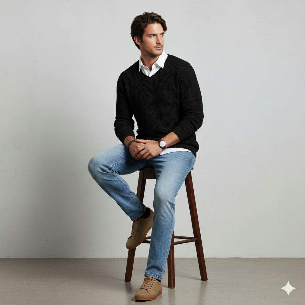 Lässiger Damen Strickpullover mit V-Ausschnitt | Freizeit | Herbst