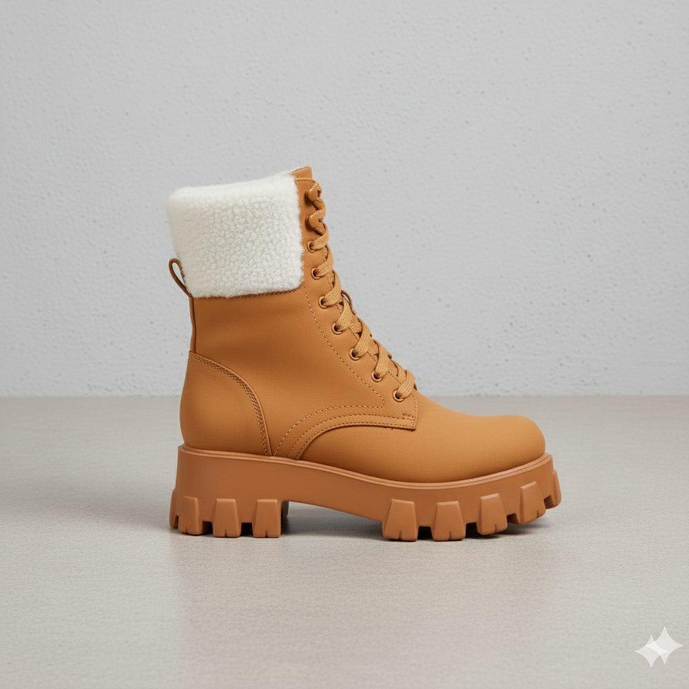 Damen Winter Schnürstiefel mit Fellfutter | Vegan & Rutschfest