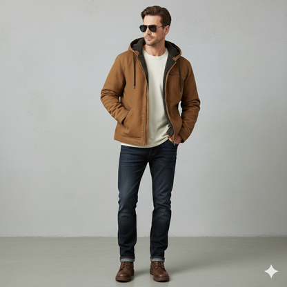 Warme Herren Kapuzenjacke mit Fleecefutter | Herbst Winter