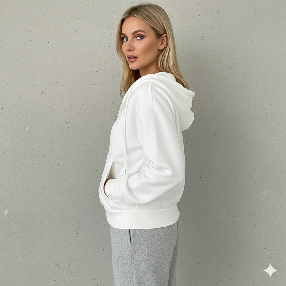 Kurz geschnittener Damen Hoodie mit Reißverschluss