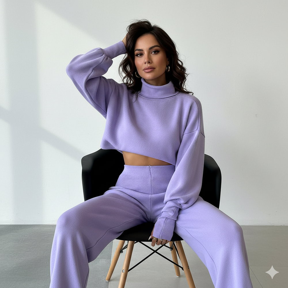 Damen Rollkragen Set mit Langarm | Lässig & Bequem | Winter