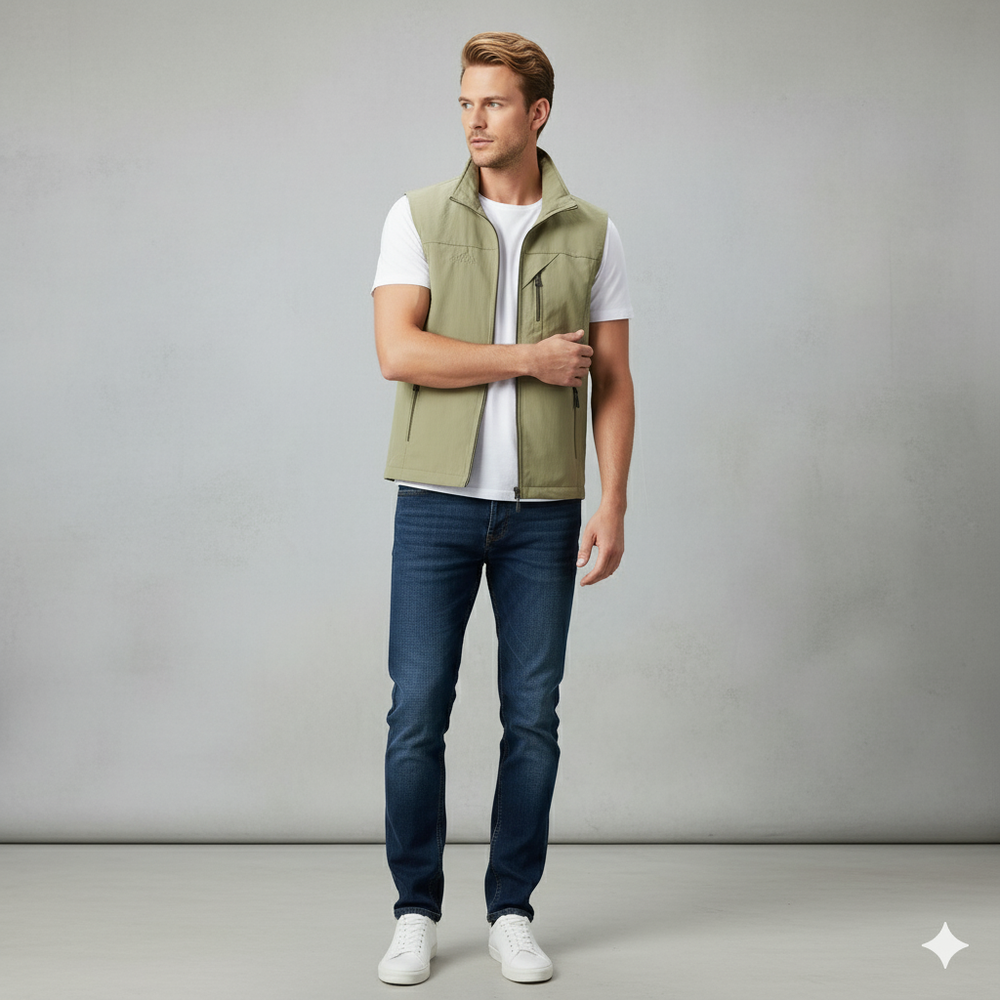 Herren Outdoor Weste mit Reißverschluss | Leicht & Atmungsaktiv