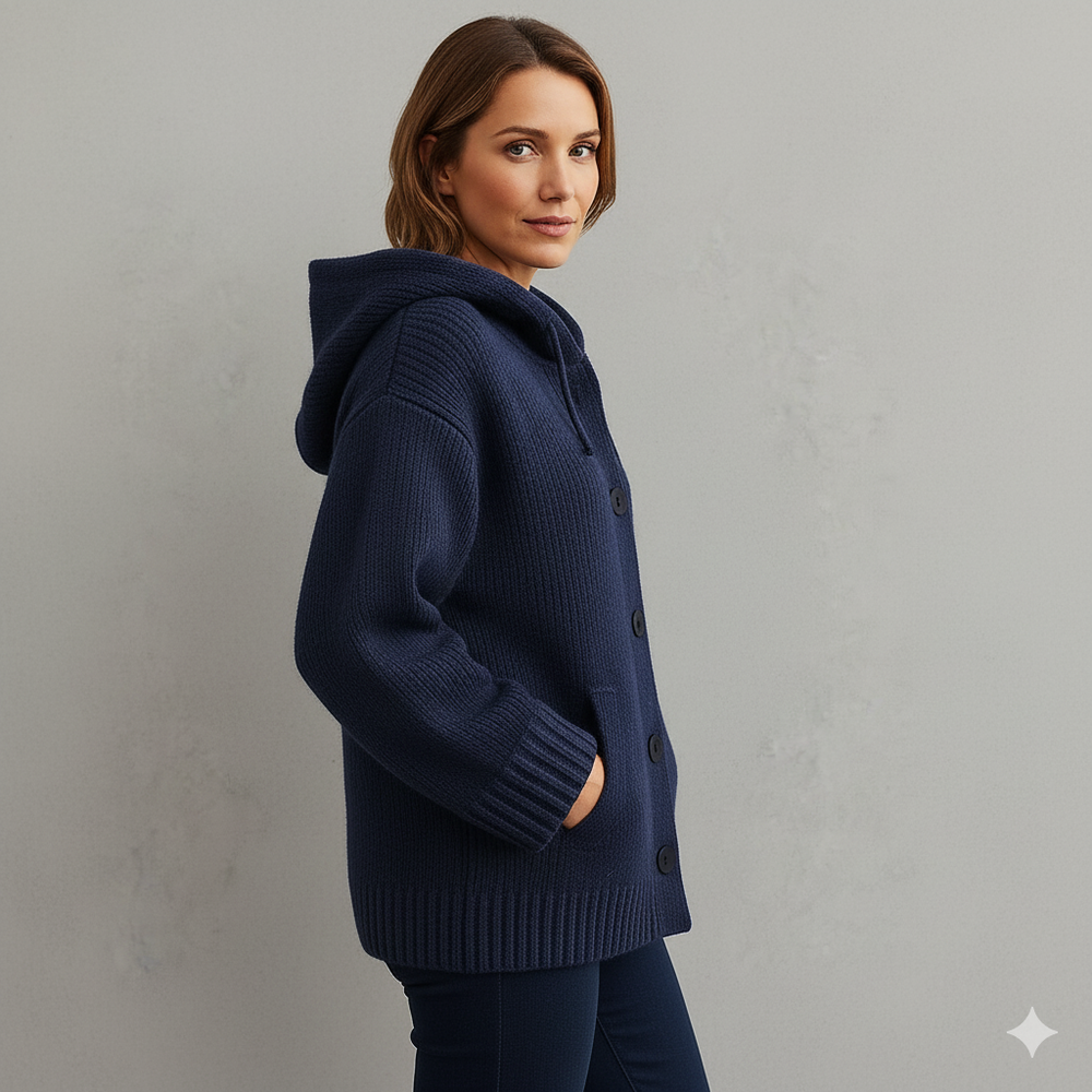 Kuscheliger Damen Strickjacke mit Kapuze | Warm für Herbst/Winter