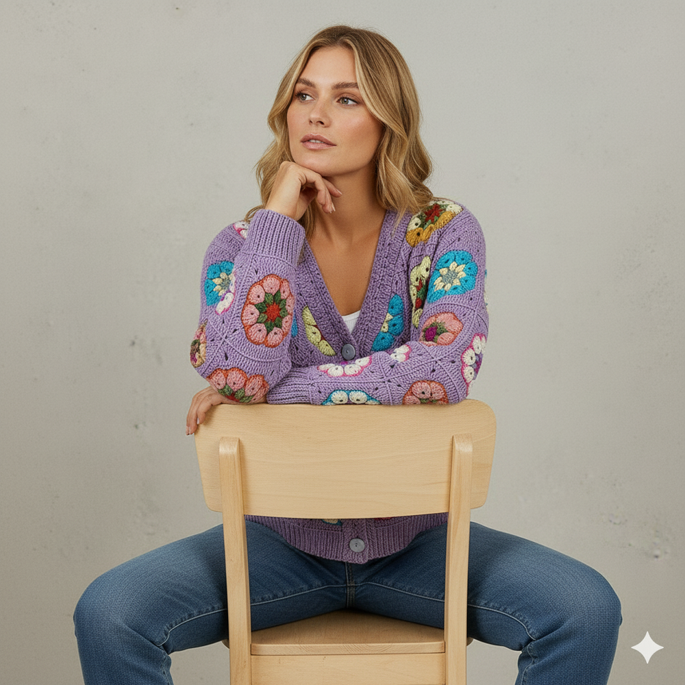 Damen Strickjacke mit abstraktem Print | Herbst/Winter | Stylisch