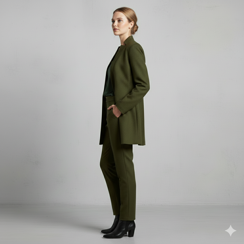 Damen Wollmantel mit Stehkragen | Schmaler Schnitt & Elegant | Herbst/Winter