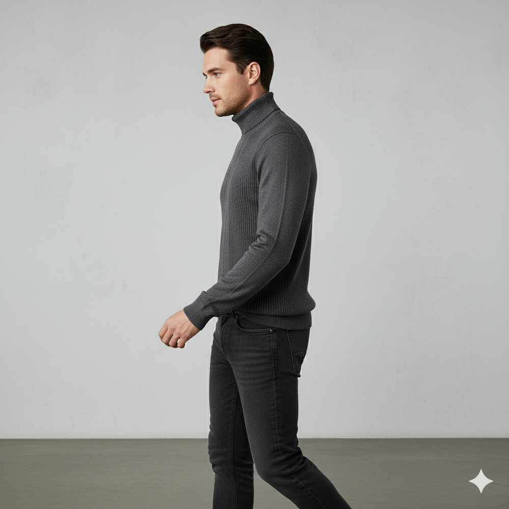 Herren Rollkragenpullover mit Strukturmuster