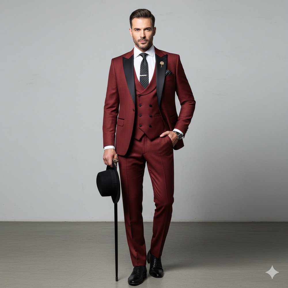 Herren 3-teiliger Anzug Slim Fit | Business Hochzeit Smoking