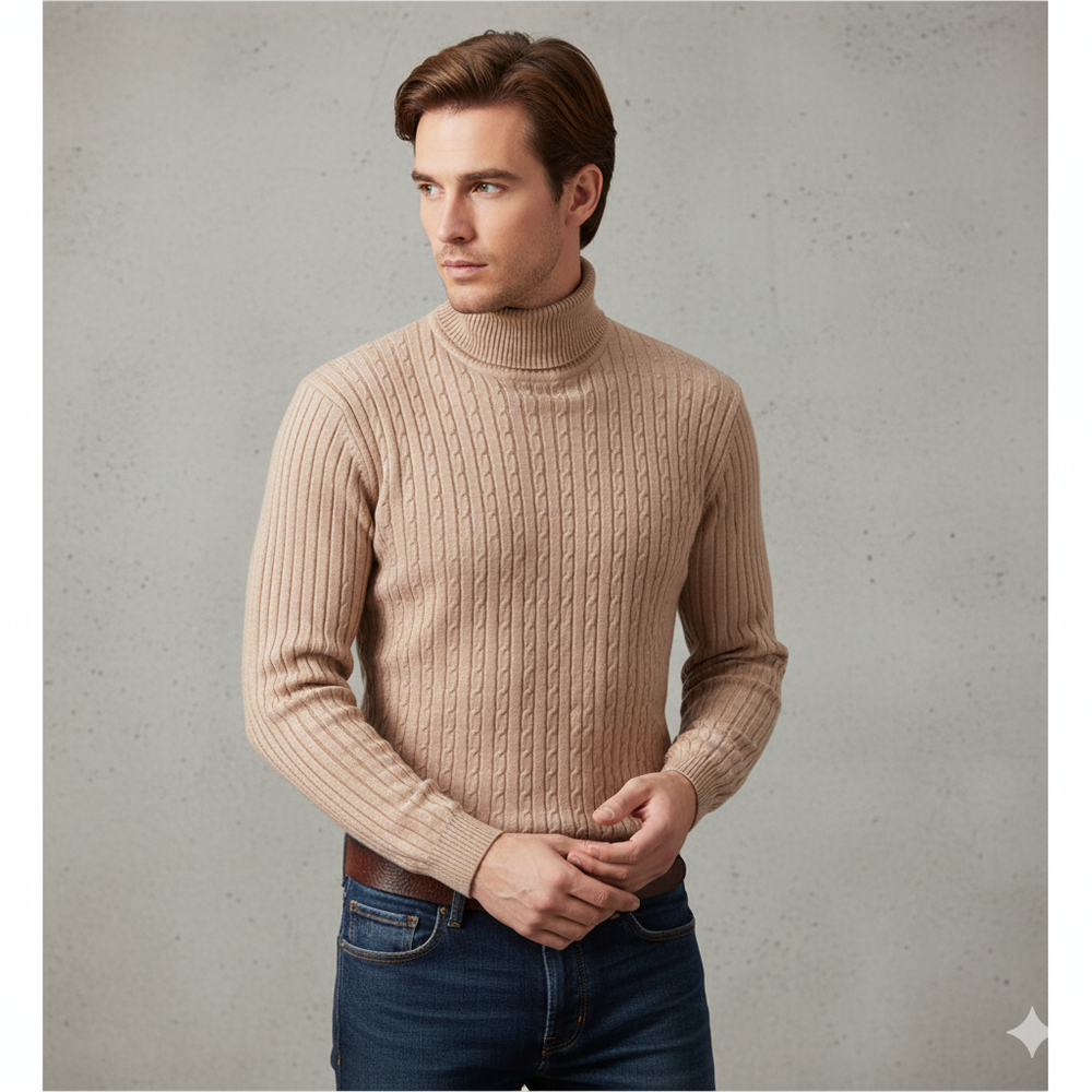 Feiner Herren Strickpullover mit Rollkragen