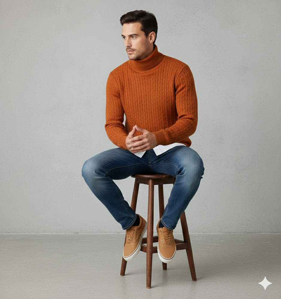 Herren Strickpullover mit Rollkragen | Slim Fit | Winter