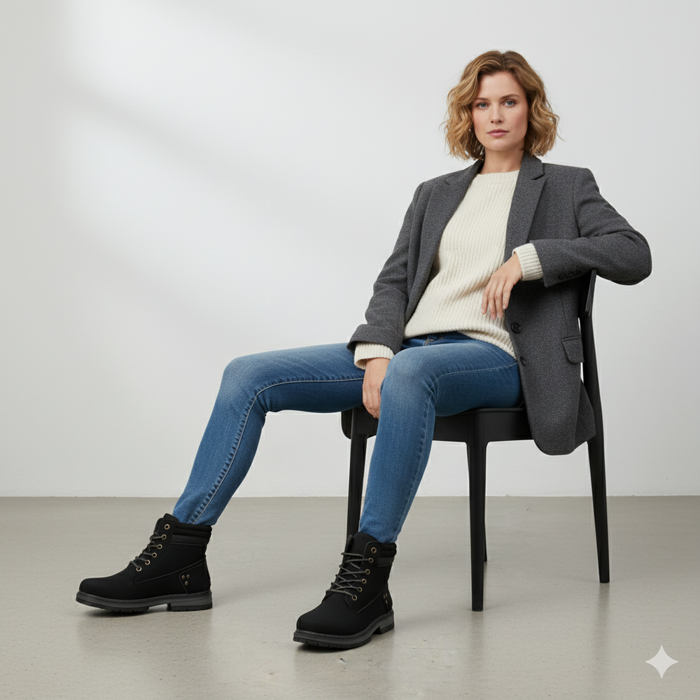 Damen Winterstiefel mit Fellfutter | Warme Schnür-Boots