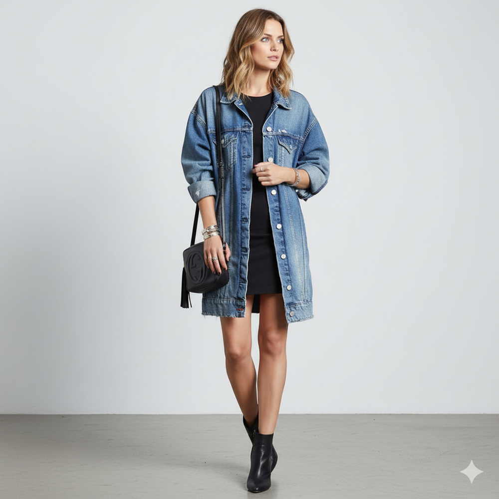 Damen Trenchcoat aus Denim | Mittellang & Modern | Übergang