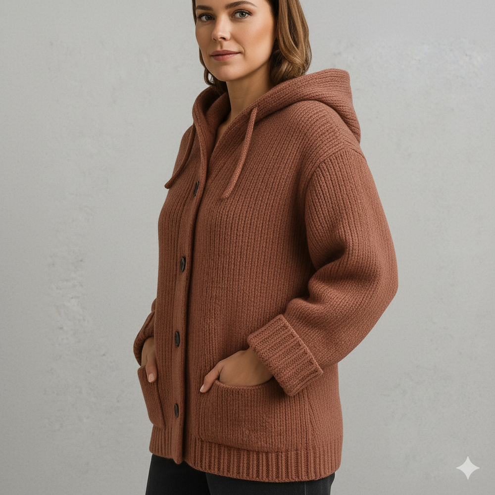 Kuscheliger Damen Strickjacke mit Kapuze | Warm für Herbst/Winter