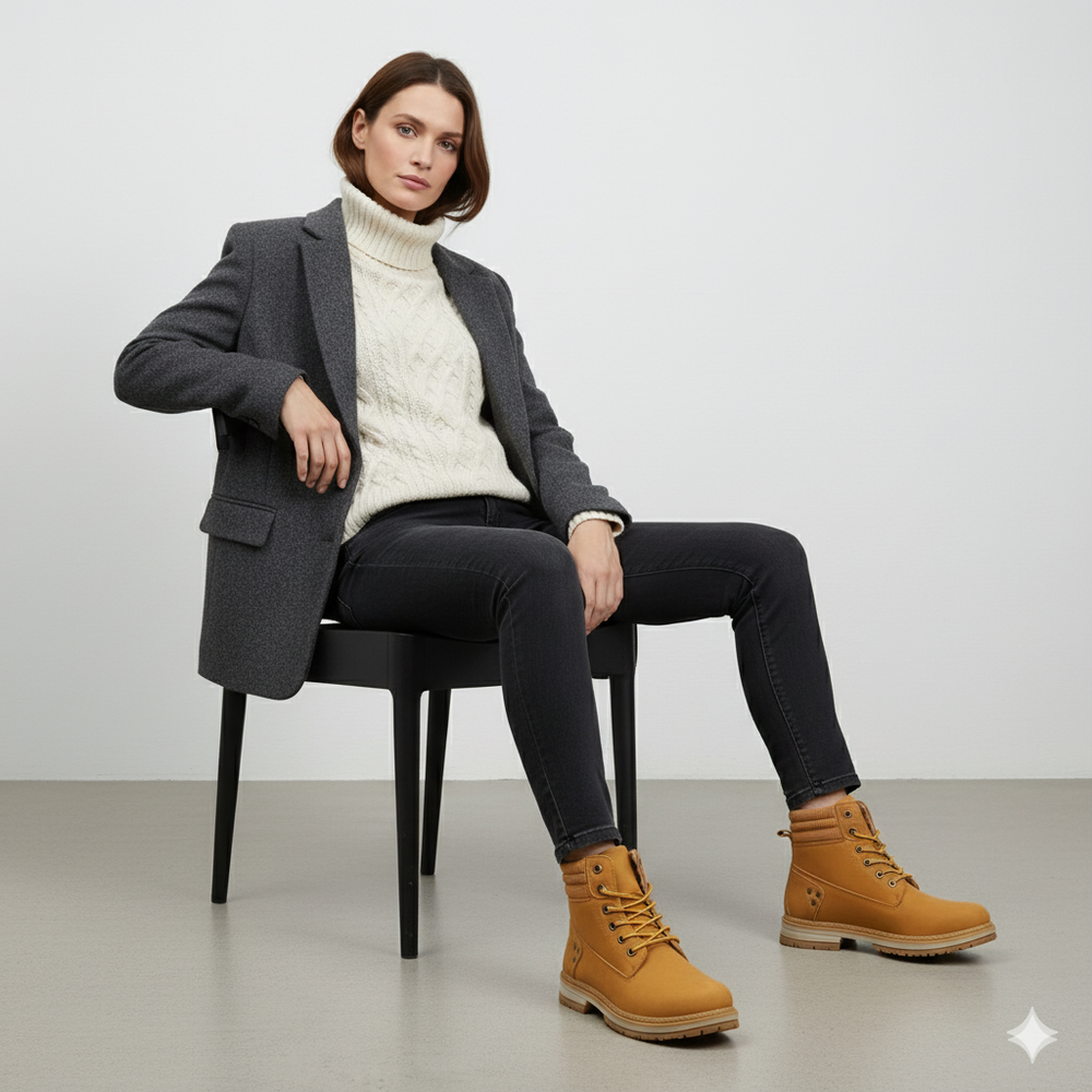 Damen Winterstiefel mit Fellfutter | Warme Schnür-Boots