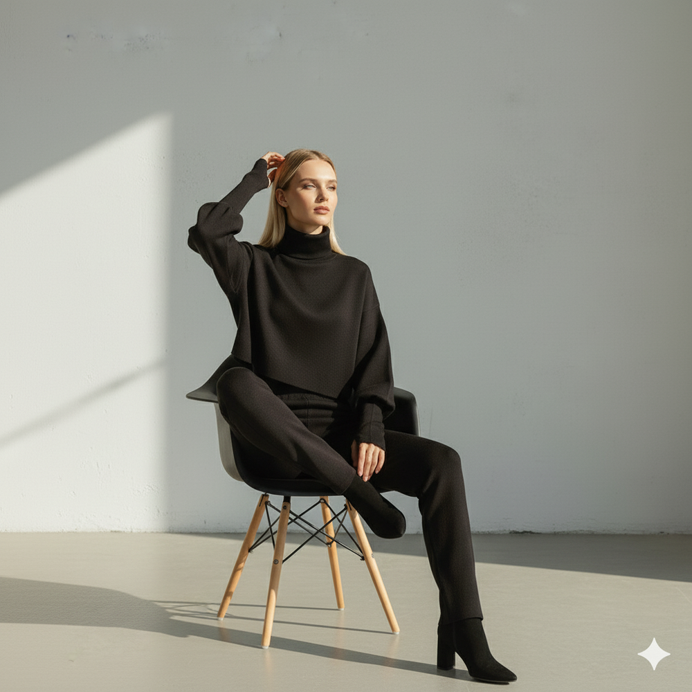 Damen Rollkragen Set mit Langarm | Lässig & Bequem | Winter