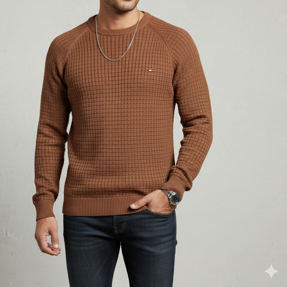 Herren Baumwollpullover mit Karomuster | Modern & Bequem