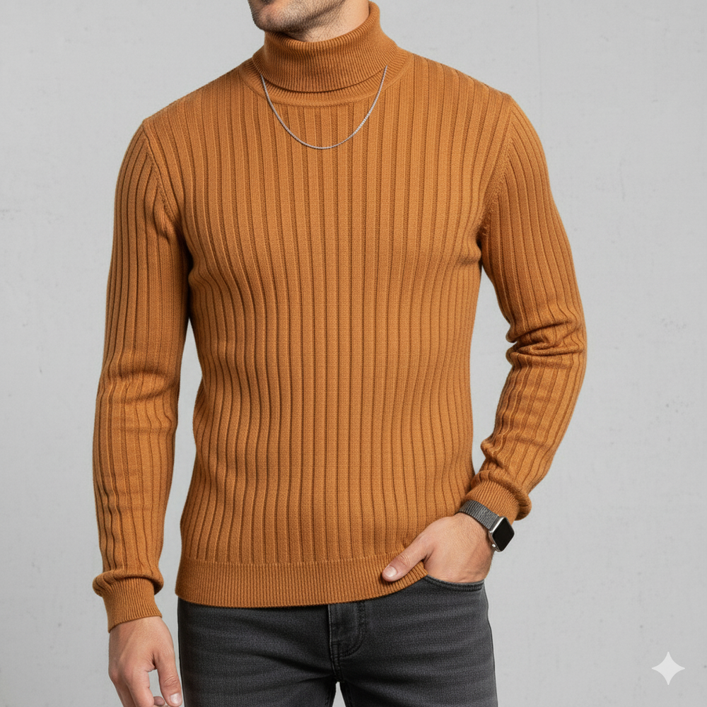 Herren Rollkragenpullover mit Strukturmuster