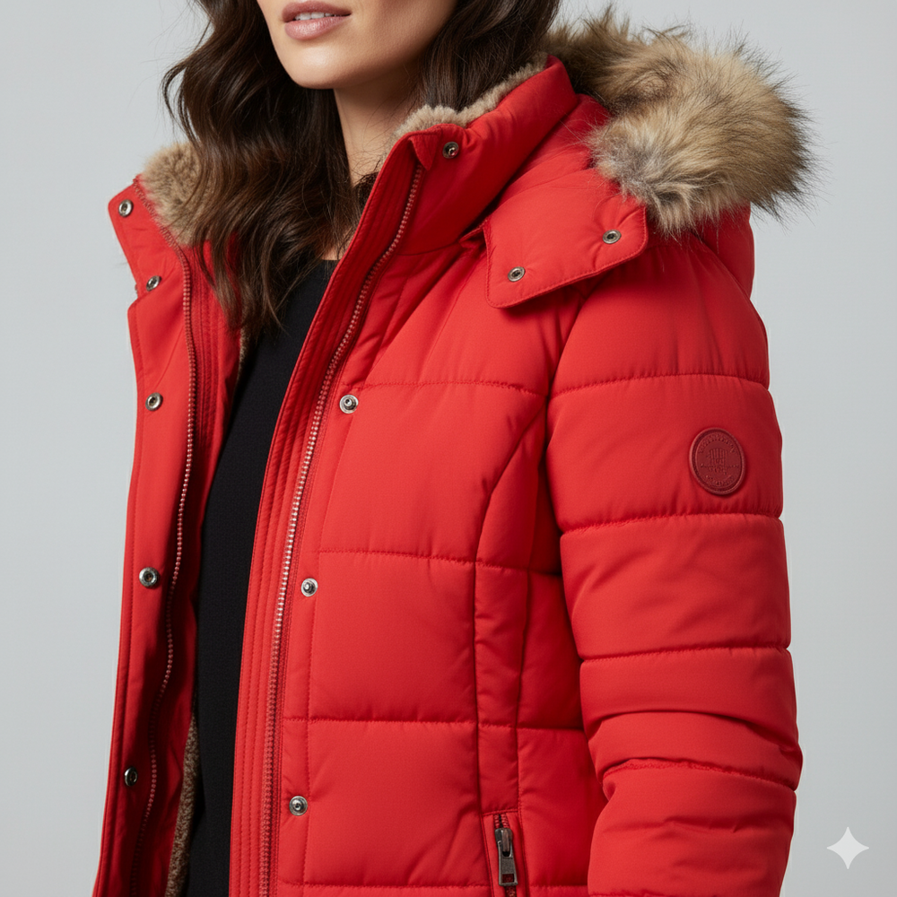 Damen Winterjacke mit Fellkapuze | Warm & Figurbetont