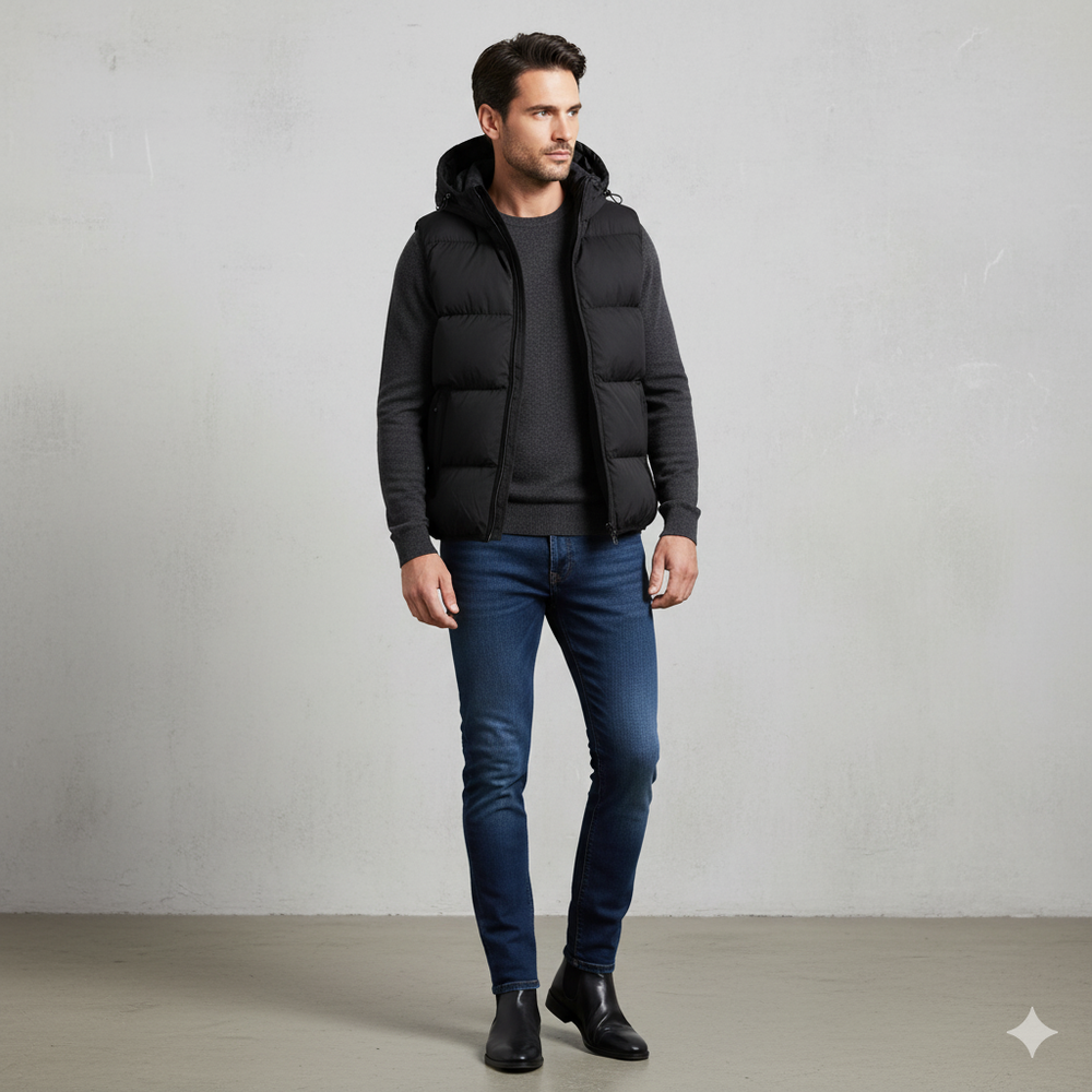 Herren Steppweste mit Kapuze | Warm & Bequem | Herbst/Winter