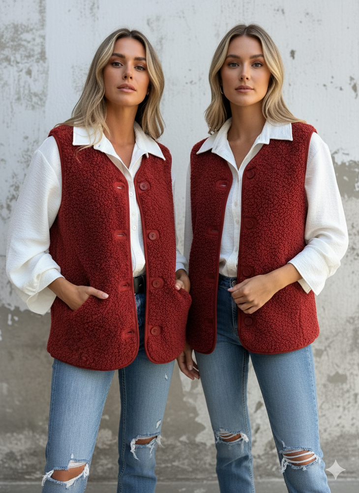 Kuschelige Damenweste mit Knöpfen | Warm für Herbst/Winter