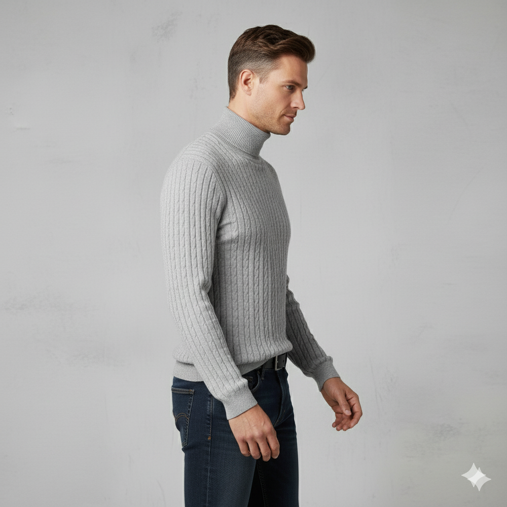 Feiner Herren Strickpullover mit Rollkragen