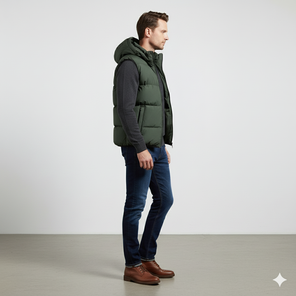 Herren Steppweste mit Kapuze | Warm & Bequem | Herbst/Winter