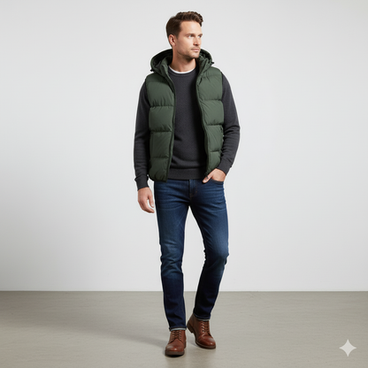 Herren Steppweste mit Kapuze | Warm & Bequem | Herbst/Winter