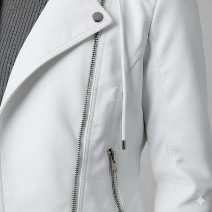 Damen Lederjacke mit Kapuze | Modern & Abnehmbar | Übergang
