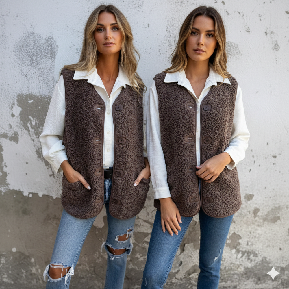 Kuschelige Damenweste mit Knöpfen | Warm für Herbst/Winter