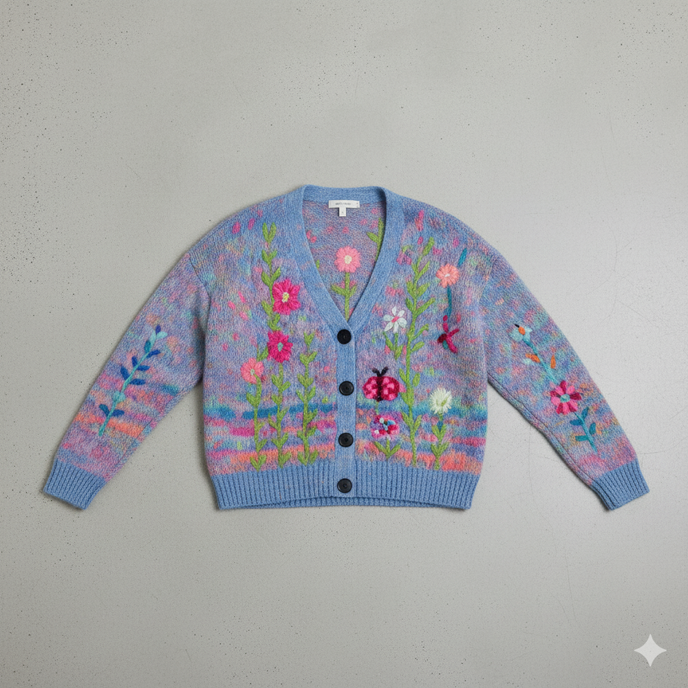 Damen Cardigan mit buntem Strickjacke | Herbst Winter