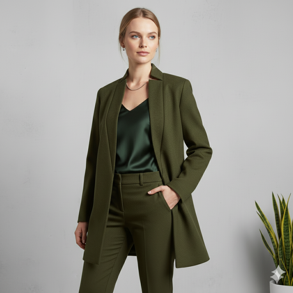 Damen Wollmantel mit Stehkragen | Schmaler Schnitt & Elegant | Herbst/Winter