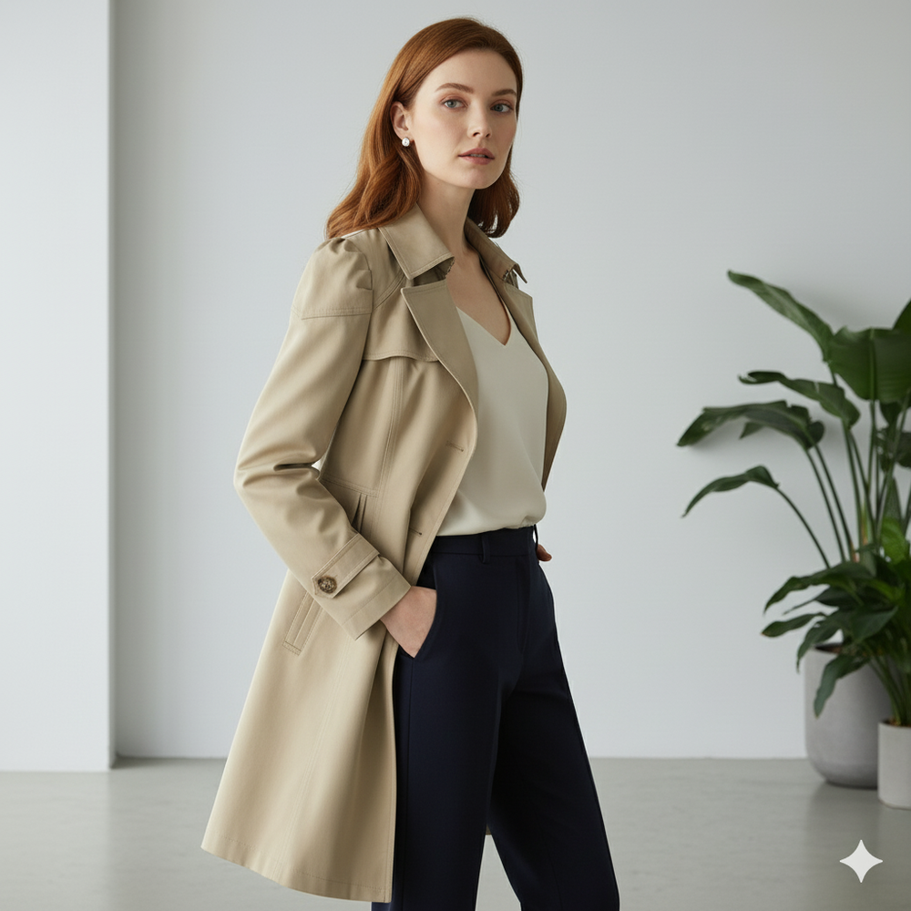 Damen Trenchcoat mit schmalem Schnitt | Mittellang & Elegant