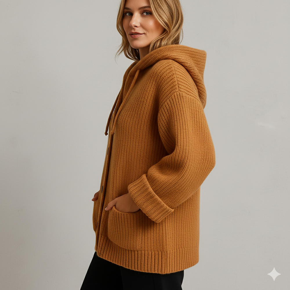 Kuscheliger Damen Strickjacke mit Kapuze | Warm für Herbst/Winter