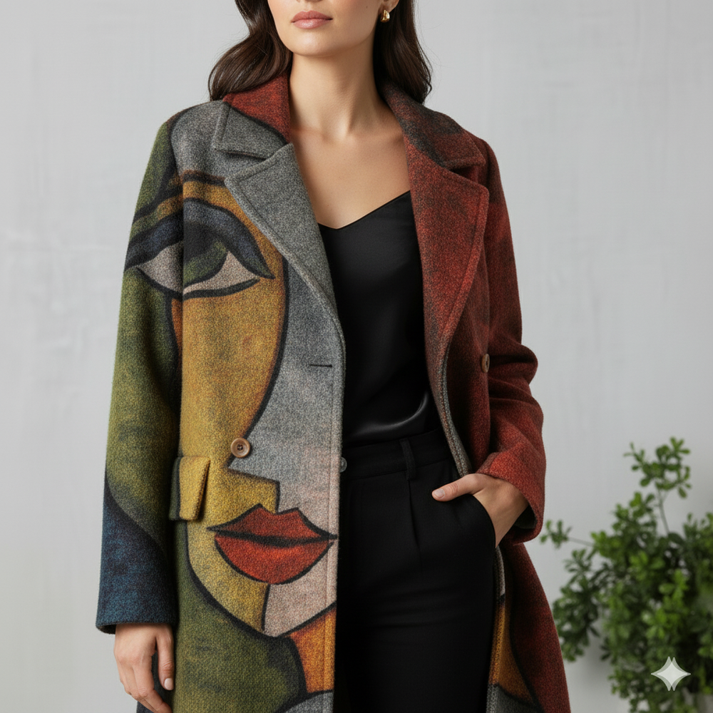 Damen Wollmantel mit Karomuster | Oversize & Warm | Winter