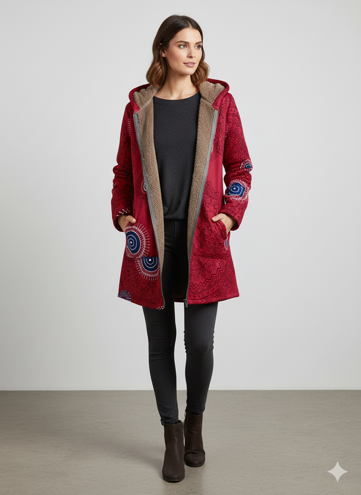 Damen Fleecejacke mit Kapuze | Plüsch & Kuschelig | Herbst/Winter