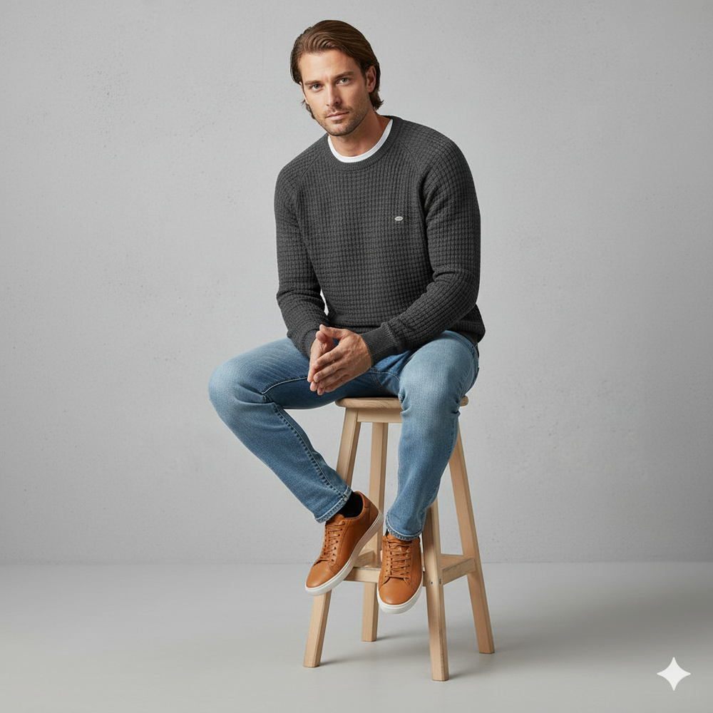 Herren Baumwollpullover mit Karomuster | Modern & Bequem