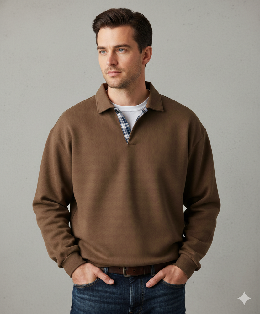 Lässiger Herrenpullover mit Reverskragen | Bequem | Freizeit